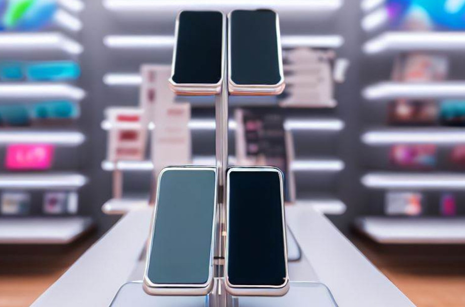 metal display stands phone store
